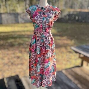 VTG Pia Rucci Floral Skirt Set Colorful Botanical Print Size XS